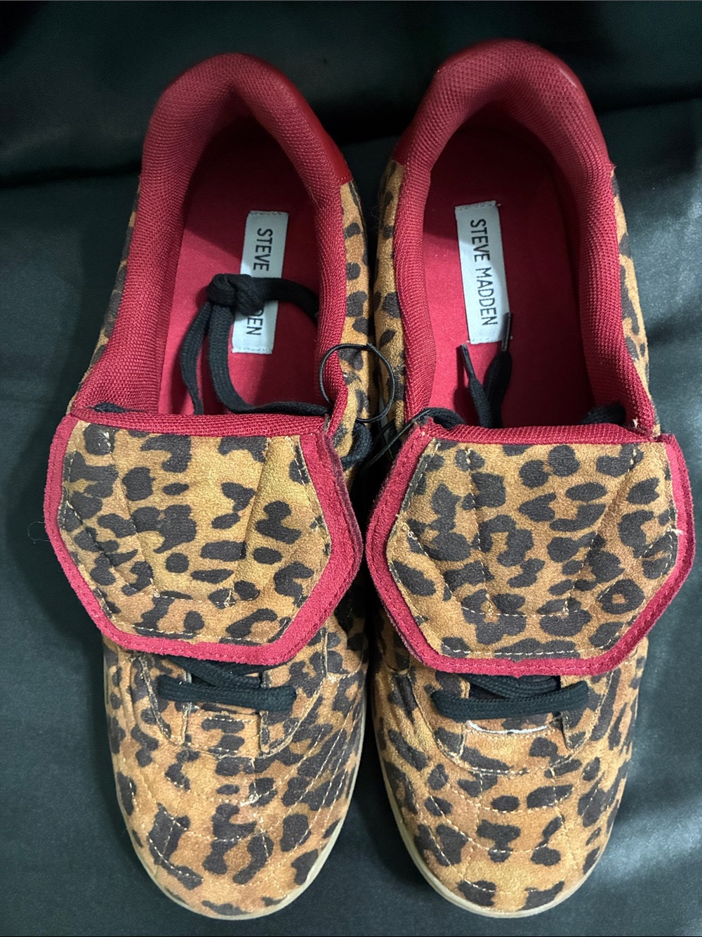 Steve Madden Leopard-Print Sneakers with Burgundy Trim